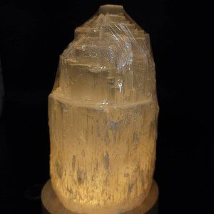 Selenite Tower Lamp Tier Rough 15cm 6"